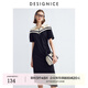 迪賽尼斯（DESIGNICE）2024年夏季新款通勤風(fēng)休閑顯瘦拼接Polo領(lǐng)高腰短袖連衣裙 黑白 M