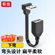 炬信（JUXIN）彎頭USB2.0數據線(xiàn)90度USB延長(cháng)線(xiàn)扁平手機快充轉接線(xiàn)U盤(pán)車(chē)機互聯(lián)Carplay  USB公對母【下彎】30CM