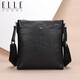 ELLE HOMME 商務(wù)男士單肩包 頭層牛皮時(shí)尚斜挎包大容量豎款男包01941黑色生日禮物送男友
