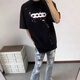 gxmy夏季新款刺繡糖果彩色潑墨短袖T恤輕奢網(wǎng)紅同款圓領(lǐng)純棉時(shí)尚半袖 黑色 純棉【印花】高版本 L