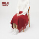 無印良品（MUJI） 羊毛編織 能護(hù)膝的大號(hào)披肩 圍巾圍脖冬季保暖 紅色 60×180cm