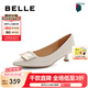 百麗（Belle）方扣高跟鞋女商場(chǎng)同款羊皮細(xì)跟單鞋Z2N2DCQ3 米白 36 (230mm)