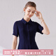 經(jīng)典故事（JANE STORY）寬松氣質(zhì)雪紡衫夏季2025新款高端白色雪紡襯衫收腰短袖襯衣女上衣 M05深藍(lán)色 L
