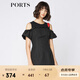 PORTS寶姿 新品女裝甜美荷葉邊裝飾提花連衣裙SA9D025GFQ036 黑色 M (6)
