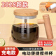 OIMG攪拌杯電動全自動咖啡杯玻璃可充電款杯子旋轉(zhuǎn)奶粉豆?jié){牛奶沖泡飲 卡其色-【充電木蓋款】 400ml