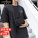 歐迪鳥（ODYBIRD）帆布單肩包男休閑斜挎包防水牛津布小背包胸前掛包隨身包手機(jī)包男 黑色（可手提）-17*6*13cm 小包
