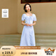 茵曼法式條紋方領(lǐng)藍(lán)色連衣裙2025夏季女裝新品收腰顯瘦短袖裙子 藍(lán)條 M