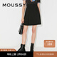 moussy新款純色高腰A字版型捏褶半身短裙010FAS30-5710 020黑色 S 00001