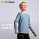 moodytiger男童長(cháng)袖T恤吸濕排汗春秋肌理感柔軟透氣圓領(lǐng)百搭兒童運動(dòng)上衣裝 瓷青灰 140