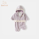 班喜迪女童套裝春裝新款時(shí)髦洋氣兒童連帽上衣褲子寶寶開(kāi)衫衛衣春秋童裝 紫色 90