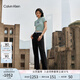 Calvin KleinJeans25春夏女士美式復(fù)古摩登潮流黑色微彈ck闊腿牛仔褲47B089G CLT-牛仔黑（R） 27