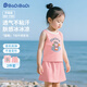 巴帝巴帝夏季嬰幼兒女童寶寶套裝短袖t恤短裙子套裝 粉色 冰塊企鵝 110
