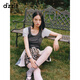 DZZIT地素半身裙2025夏季新款摩登糅合中式拼接高腰百褶裙女3J2S2126A 黑色 S