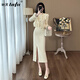 她芙（tafu）品牌女裝小香風(fēng)套裝裙女2025春秋新款氣質(zhì)上衣修身半身裙兩件套 米白色 M