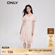 ONLY時(shí)尚少女印花泡泡袖V領(lǐng)中裙連衣裙女|123207122 HBG 粉色玫瑰滿印PINK ROSE AOP S (160) 80A