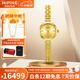 西普尼金表（HIPINE）手表女新款金表女時(shí)尚小表盤(pán)輕奢純金999防水石英表女士生日禮物 【金奢手鐲鏈E款】金重14.3g+
