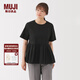 無(wú)印良品（MUJI）女式 泡泡紗 短袖罩衫 t恤上衣打底衫女款內(nèi)搭 女裝 BC2PDA5A 黑色 S (155/80A)