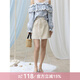 謎秀蕾絲腰帶花邊洗水棉短裙半身裙2025夏季新款高腰A字裙包臀裙 深卡其色 M