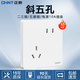正泰（CHNT）開關(guān)插座墻壁面板二三插座家用86型暗裝開關(guān)面板斜五孔插座無邊框大面板全屋套餐6C白 斜五孔插座10只裝