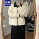 羅蒙（ROMON）小個(gè)子羽絨棉服女秋冬季2025年新款韓版輕薄棉衣小香風(fēng)棉襖外套潮 米白色 L -125-140斤
