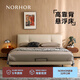 NORHOR北歐表情/包豪斯中古風(fēng)MCM泡芙全真皮高靠背齊邊懸浮平臺床G 懸浮款乳白色 1800mm*2000mm