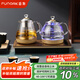 FUNORK全自動(dòng)上水電熱水壺 茶臺(tái)燒水壺家用辦公茶桌一體機(jī)茶幾嵌入式茶具電茶爐套裝 金色雙加水蒸茶款