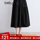 百圖betu女裝2025夏季新款半身裙松緊高腰女裙立體蝴蝶結(jié)裙子2504X01 黑色 L