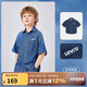 LEVI'S李維斯童裝兒童牛仔短袖襯衫夏季男童舒適短袖襯衣 圣得西藍