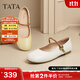 他她（TATA）女鞋2025秋款方跟鞋子時(shí)尚百搭單鞋真皮瑪麗珍鞋YFF03CQ5 黃/棕 35