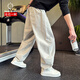 倉石一樹(shù)彎刀牛仔褲潮流闊腿男士2025秋冬新款加絨保暖寬松設計感休閑褲子 白色 XL 【135-150斤】