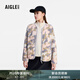 AIGLE艾高戶外休閑時(shí)尚印花全拉鏈抓絨衣外套女士 灰紫色 AZ793 36
