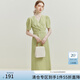 范思藍恩夏季法式氣質(zhì)V領連衣裙女夏季新款收腰顯瘦裙子優(yōu)雅清新穿搭 冰沙綠 M