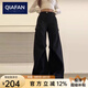恰凡（QIAFAN）休閑褲女美式辣妹黑色工裝西裝褲早春夏季設(shè)計感長褲直筒闊腿褲子 【黑色】 40 /45kg/S