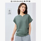 佐丹奴短袖T恤女戶(hù)外穿搭涼感純色小V領(lǐng)連片袖上衣女05325423