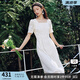 衣香麗影重工蕾絲方領(lǐng)連衣裙女2025年夏裝新款珠片四葉草茶歇裙子 米色 S