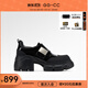 GG-CC秋季新款英倫風(fēng)時(shí)尚樂(lè )福鞋通勤百搭厚底魔術(shù)貼皮鞋女鞋G24X0912 黑色 37