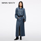 MISS SIXTY2025秋季新款萊賽爾牛仔連衣裙女配腰帶工裝開(kāi)衩長(cháng)裙 中藍 L