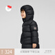 保姆鵝 兒童羽絨服男童女童長款加厚外套寶寶保暖防風(fēng)冬裝 炭黑色 130