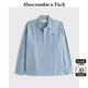 ABERCROMBIE & FITCH男裝25春夏百搭經(jīng)典小麋鹿老錢風(fēng)亞麻混紡長(zhǎng)袖襯衫KI125-5180 藍(lán)色 M (180/100A)