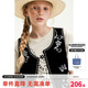 ELLE KIDS童裝 仿手繡亞麻萊賽爾馬甲女童夏季新款撞色復(fù)古風(fēng)上衣 黑色 160 (S)