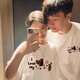 love legend情侶裝短袖t恤夏季套裝寬松圓領(lǐng)半袖上衣班服定制學(xué)生情侶衣服 白色+白色 M 男+女S