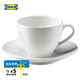 宜家（IKEA）VARDERA瓦德拉咖啡杯陶瓷杯帶蝶子早餐杯馬克杯水杯 咖啡杯碟200毫升