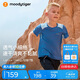 moodytiger男童短袖T恤速干夏季小細(xì)格兒童上衣童裝輕薄透氣拼接排汗運(yùn)動(dòng)衣