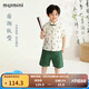 MQDMINI童裝男童漢服夏季兒童套裝國(guó)風(fēng)盤扣外出休閑兩件套 滿印熊貓