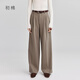 初棉立體剪裁TR西裝闊腿褲女25秋新品微磨毛氣質(zhì)高級微寬松長(cháng)褲 杏仁棕 M