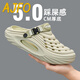 AJFO高端品牌輕奢拖鞋男潮牌秋季外穿網(wǎng)紅踩屎感軟底洞洞鞋沙灘涼拖鞋 灰綠-高檔洞洞鞋 45 （同碼44-45）