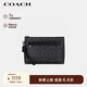 蔻馳（COACH）【品牌直供】男士中號(hào)手拿包灰黑色PVC配皮F29508CQBK