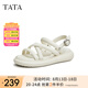 他她（TATA）白色沙灘涼鞋女軟底松糕鞋外穿百搭夏季新款WDP01BL3 米白 35