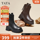 他她（TATA）女靴子2025秋季彈力靴時(shí)裝靴厚底顯瘦增高短靴CE401DZ5 黑色 38