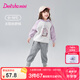 笛莎（DEESHA）童裝女童蝴蝶結(jié)裝飾加絨束腳褲2024秋冬季新款女寶寶舒適加厚長褲 灰色 110